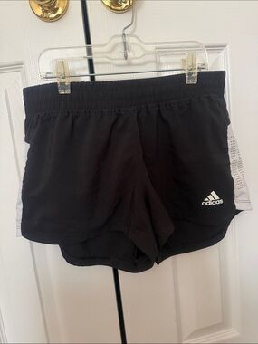 adidas Black Athletic Running Shorts with White Panels